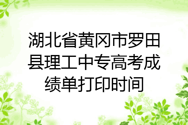 湖北省黄冈市罗田县理工中专高考成绩单打印时间
