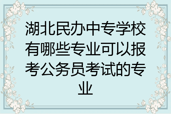 湖北民办中专学校有哪些专业可以报考公务员考试的专业