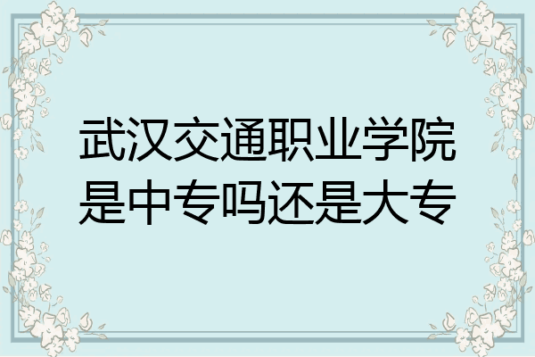 武汉交通职业学院是中专吗还是大专
