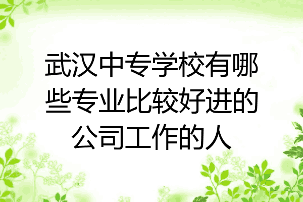 武汉中专学校有哪些专业比较好进的公司工作的人