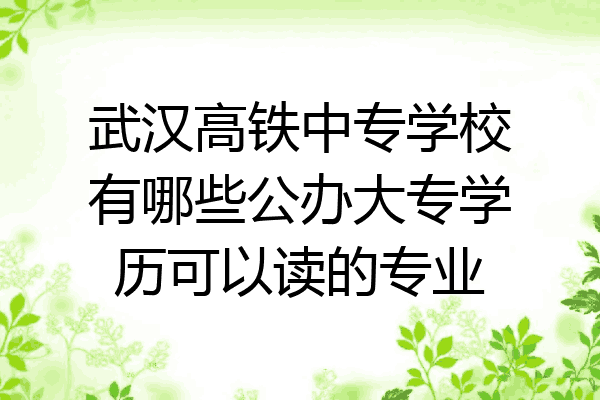 武汉高铁中专学校有哪些公办大专学历可以读的专业