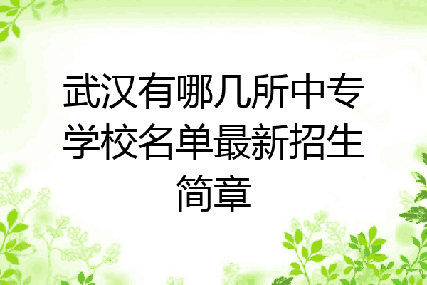 武汉有哪几所中专学校名单最新招生简章