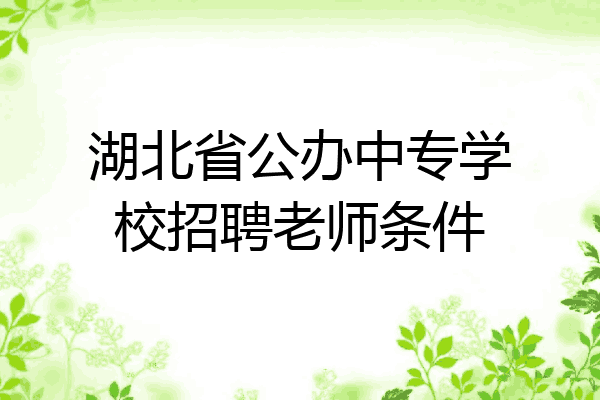 湖北省公办中专学校招聘老师条件