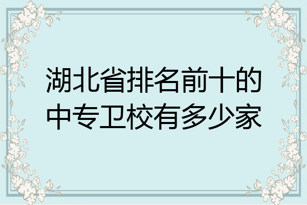 湖北省排名前十的中专卫校有多少家