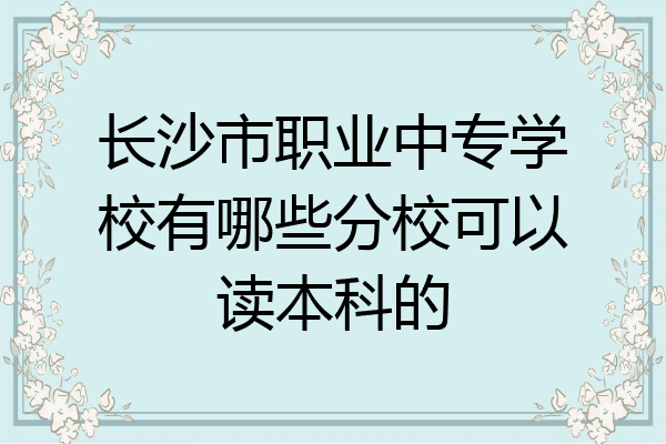 长沙市职业中专学校有哪些分校可以读本科的