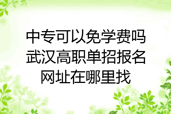 中专可以免学费吗武汉高职单招报名网址在哪里找
