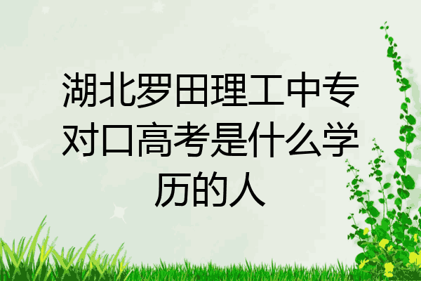 湖北罗田理工中专对口高考是什么学历的人
