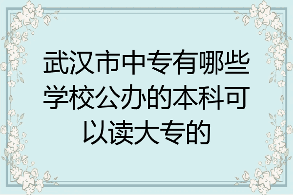 武汉市中专有哪些学校公办的本科可以读大专的