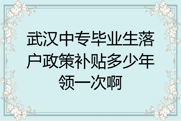 武汉中专毕业生落户政策补贴多少年领一次啊