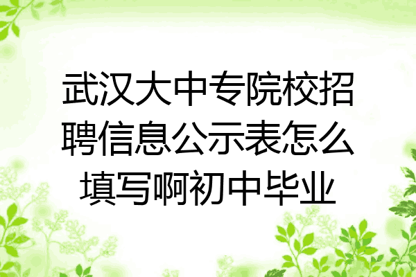 武汉大中专院校招聘信息公示表怎么填写啊初中毕业