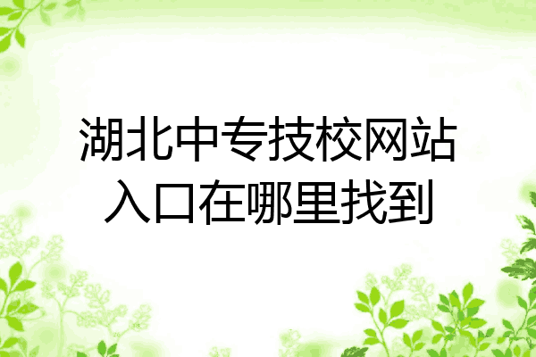 湖北中专技校网站入口在哪里找到