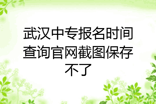 武汉中专报名时间查询官网截图保存不了