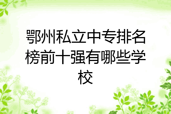 鄂州私立中专排名榜前十强有哪些学校