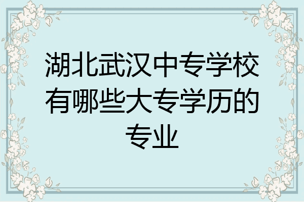 湖北武汉中专学校有哪些大专学历的专业