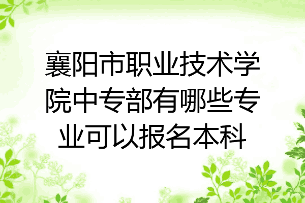 襄阳市职业技术学院中专部有哪些专业可以报名本科
