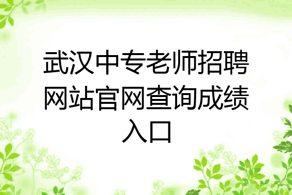 武汉中专老师招聘网站官网查询成绩入口