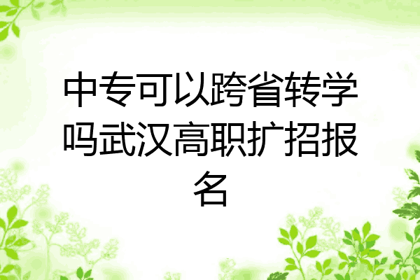 中专可以跨省转学吗武汉高职扩招报名