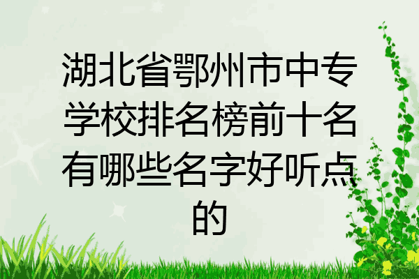 湖北省鄂州市中专学校排名榜前十名有哪些名字好听点的