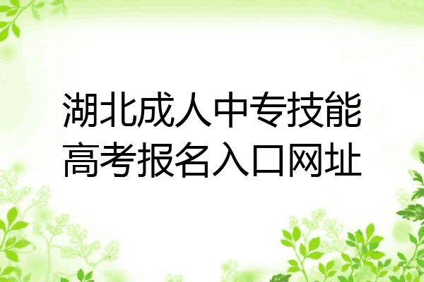 湖北成人中专技能高考报名入口网址