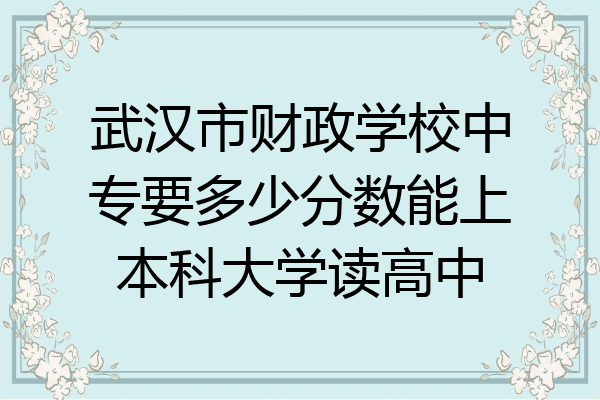 武汉市财政学校中专要多少分数能上本科大学读高中