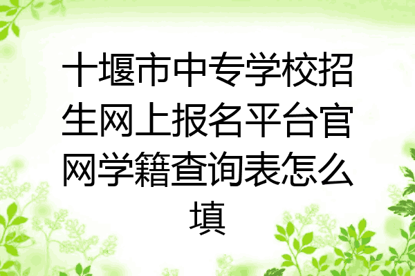 十堰市中专学校招生网上报名平台官网学籍查询表怎么填