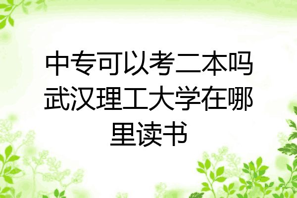中专可以考二本吗武汉理工大学在哪里读书