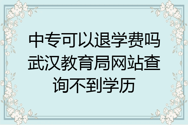 中专可以退学费吗武汉教育局网站查询不到学历