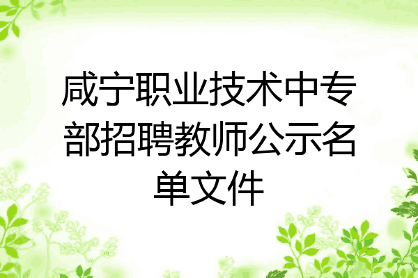 咸宁职业技术中专部招聘教师公示名单文件