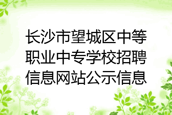 长沙市望城区中等职业中专学校招聘信息网站公示信息