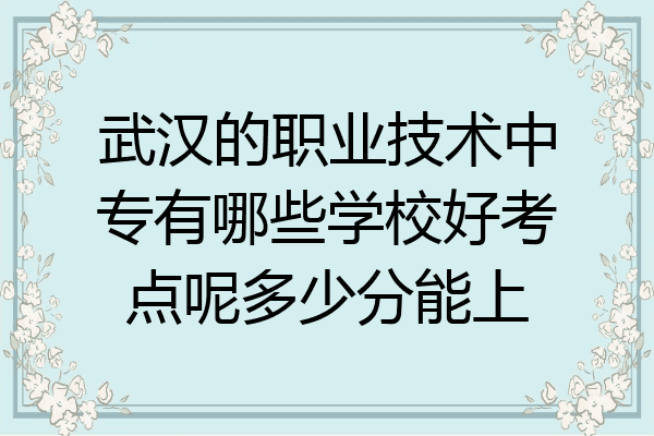 武汉的职业技术中专有哪些学校好考点呢多少分能上