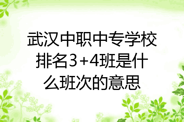 武汉中职中专学校排名3+4班是什么班次的意思