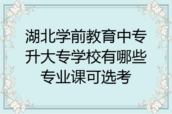 湖北学前教育中专升大专学校有哪些专业课可选考