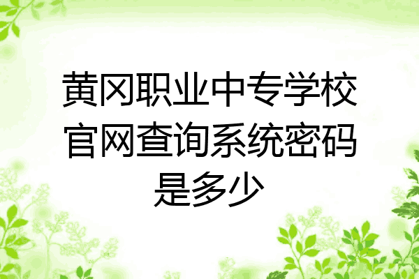 黄冈职业中专学校官网查询系统密码是多少