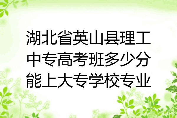 湖北省英山县理工中专高考班多少分能上大专学校专业