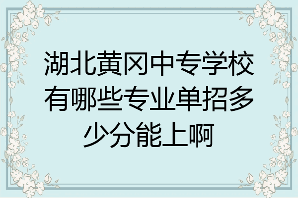湖北黄冈中专学校有哪些专业单招多少分能上啊