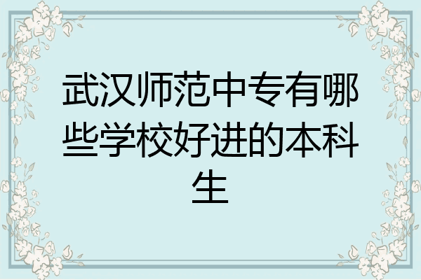 武汉师范中专有哪些学校好进的本科生