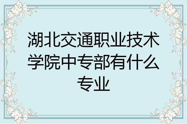 湖北交通职业技术学院中专部有什么专业