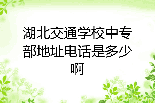 湖北交通学校中专部地址电话是多少啊