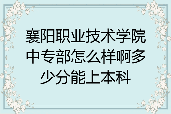 襄阳职业技术学院中专部怎么样啊多少分能上本科