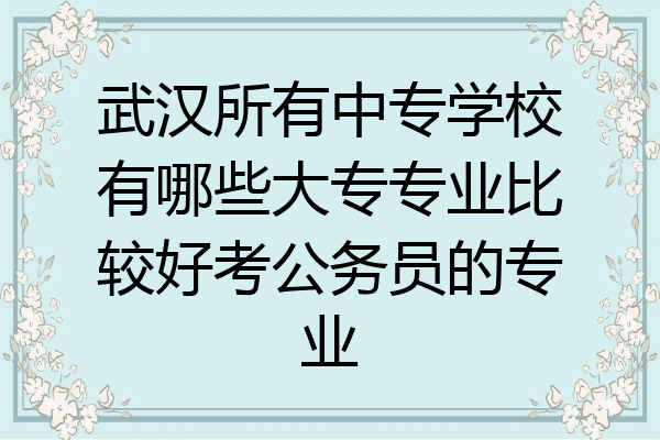 武汉所有中专学校有哪些大专专业比较好考公务员的专业