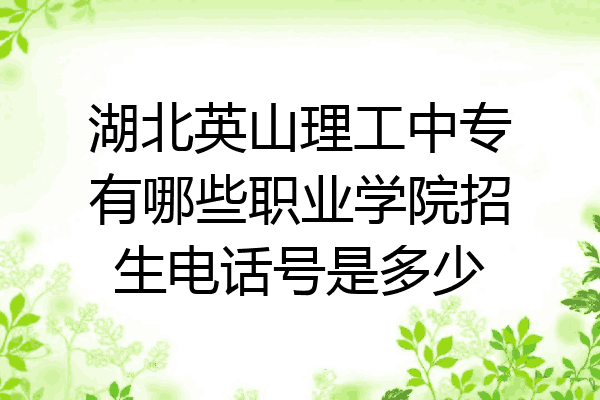 湖北英山理工中专有哪些职业学院招生电话号是多少