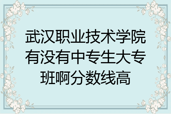 武汉职业技术学院有没有中专生大专班啊分数线高
