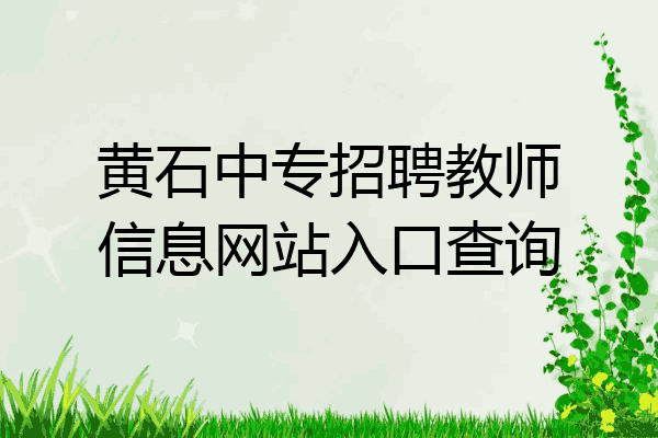 黄石中专招聘教师信息网站入口查询