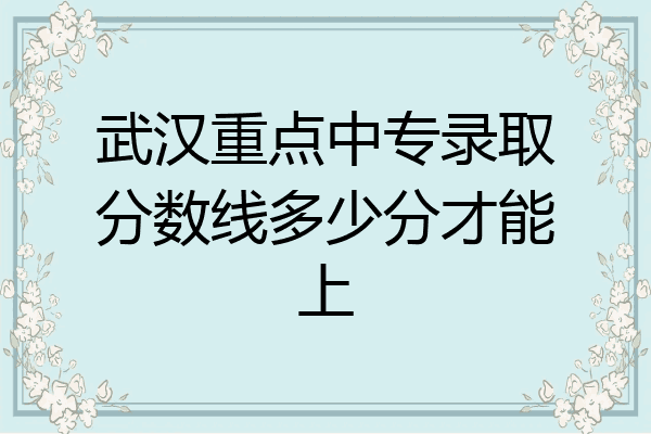 武汉重点中专录取分数线多少分才能上