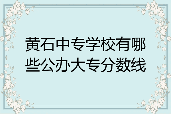 黄石中专学校有哪些公办大专分数线