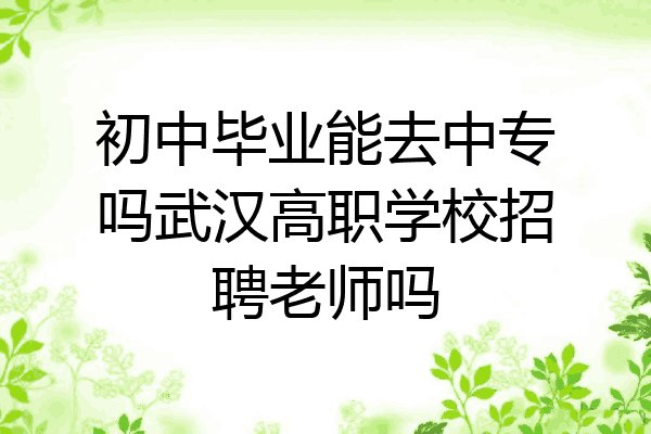 初中毕业能去中专吗武汉高职学校招聘老师吗
