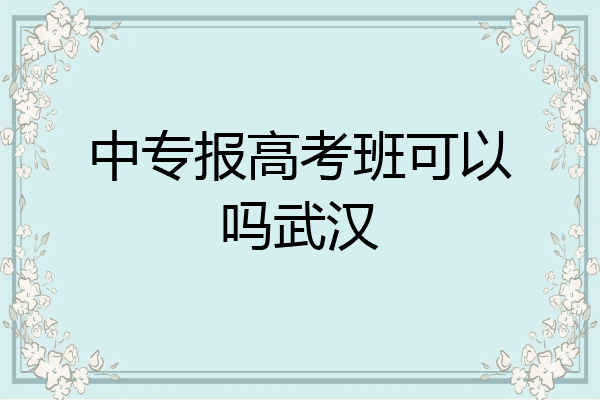 中专报高考班可以吗武汉