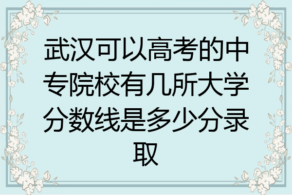 武汉可以高考的中专院校有几所大学分数线是多少分录取