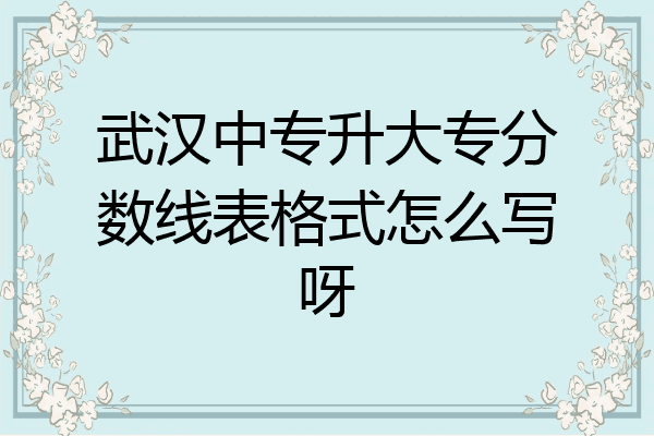 武汉中专升大专分数线表格式怎么写呀