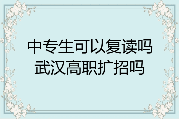 中专生可以复读吗武汉高职扩招吗